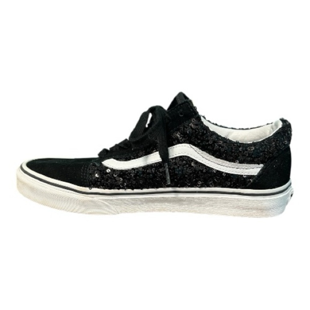 Vans Old Skool Sequins Black and White Tennis Shoes Size 10 - Picture 8 of 16